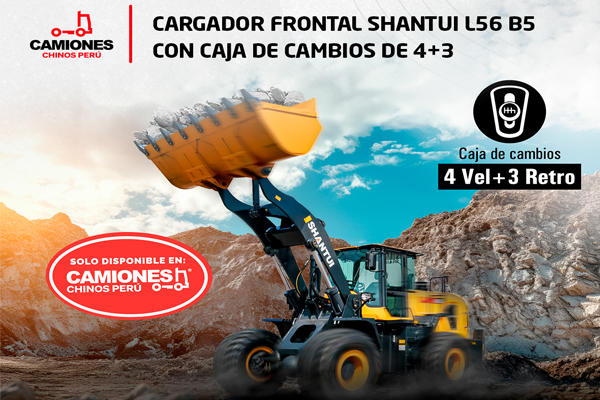 Cargador Frontal Shantui L56 B5 con Caja de Cambios 4+3 configurado para Minería y Construcción